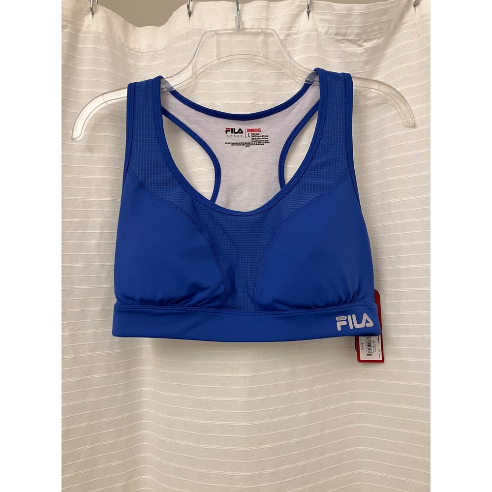 FILA Sport Running High Impact Sports Bra Blue Mesh Racerback Large NWT